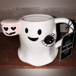 Super cute 🥰 Halloween Ghost 👻 Mug with Pink marshmallow and black Spider🕷…